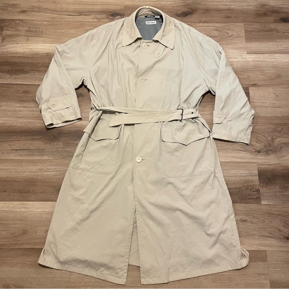 Vintage Giorgio Armani Borgonuovo 21 Belted Trench Coat Beige Size 38 - Picture 1 of 14
